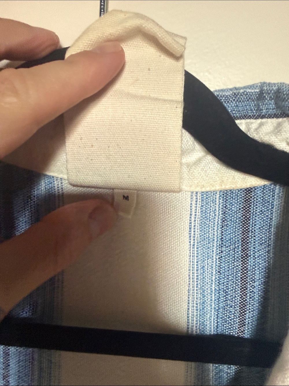 Marrakshi Blue and White Striped Button-Down Kaftan - Picture 3 of 6